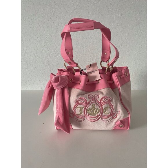 Juicy Couture Lovers Club Daydreamer Tote Bag Pink Diamond Pink Terry Charm NEW - Picture 1 of 16